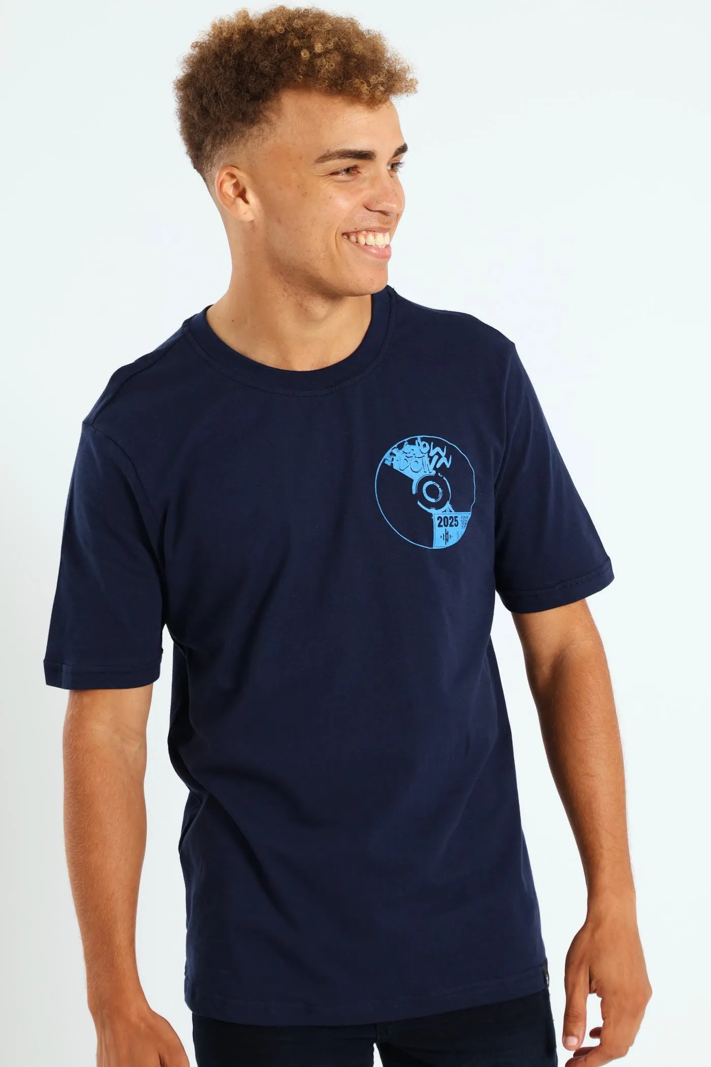 Music Print T-Shirt - Navy sold by Edgars