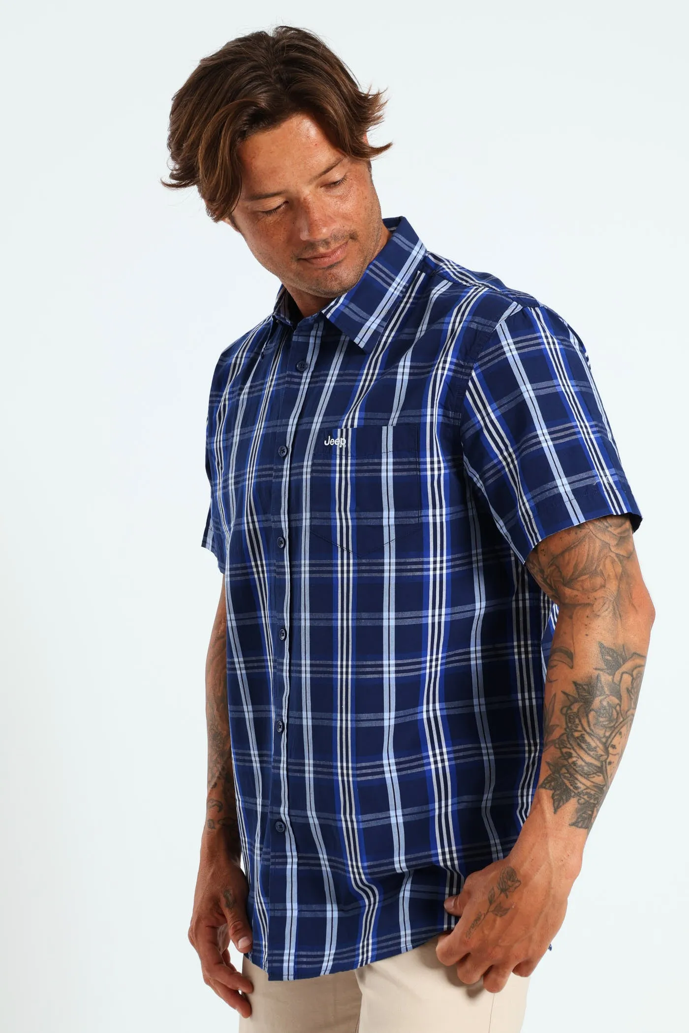 Casual Yarn Dye Check Shirt - Navy sold by Edgars product image thumbnail 3