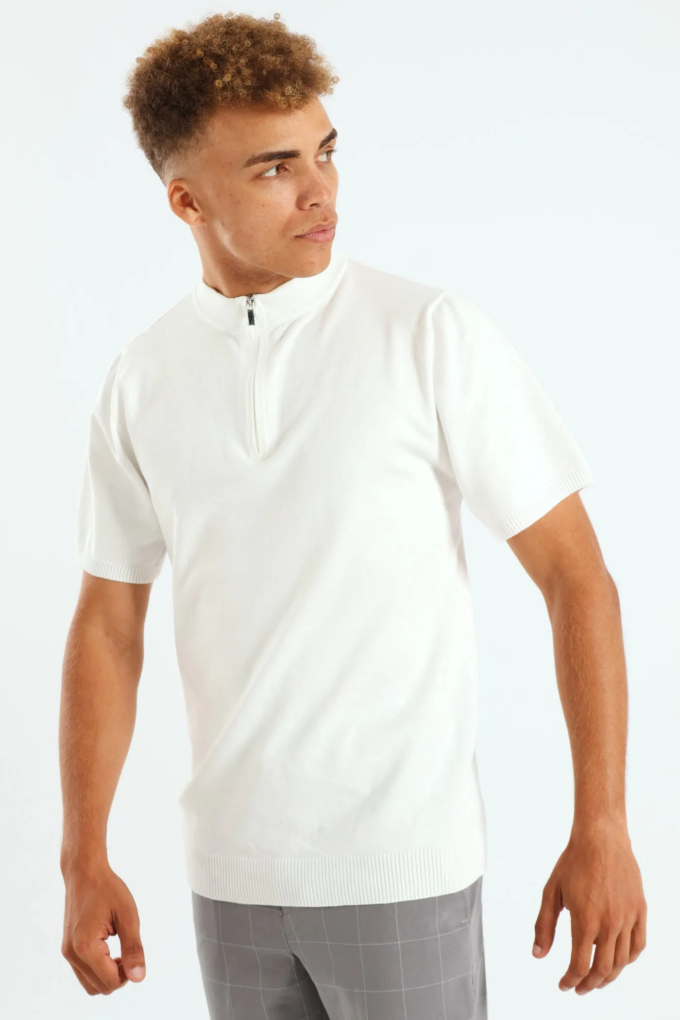 Quarter Zip Knit T-Shirt - Cream sold by Edgars product image thumbnail 3