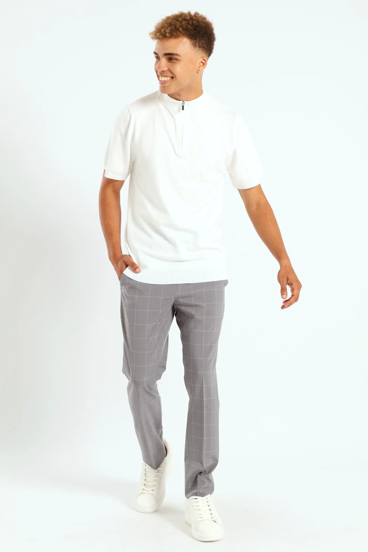 Quarter Zip Knit T-Shirt - Cream sold by Edgars product image thumbnail 2