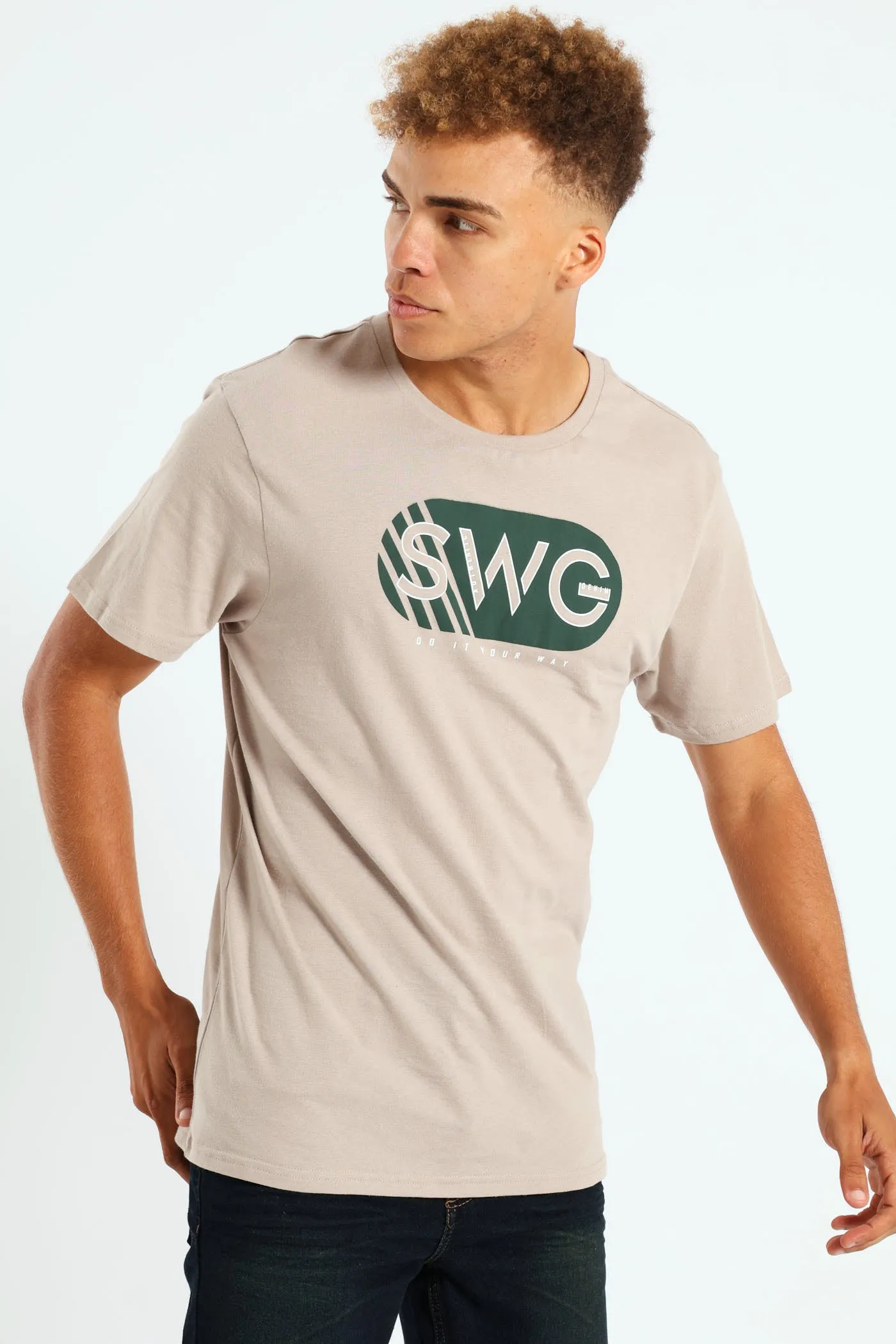 Short Sleeve Basic Print T-Shirt - Stone sold by Edgars product image thumbnail 2