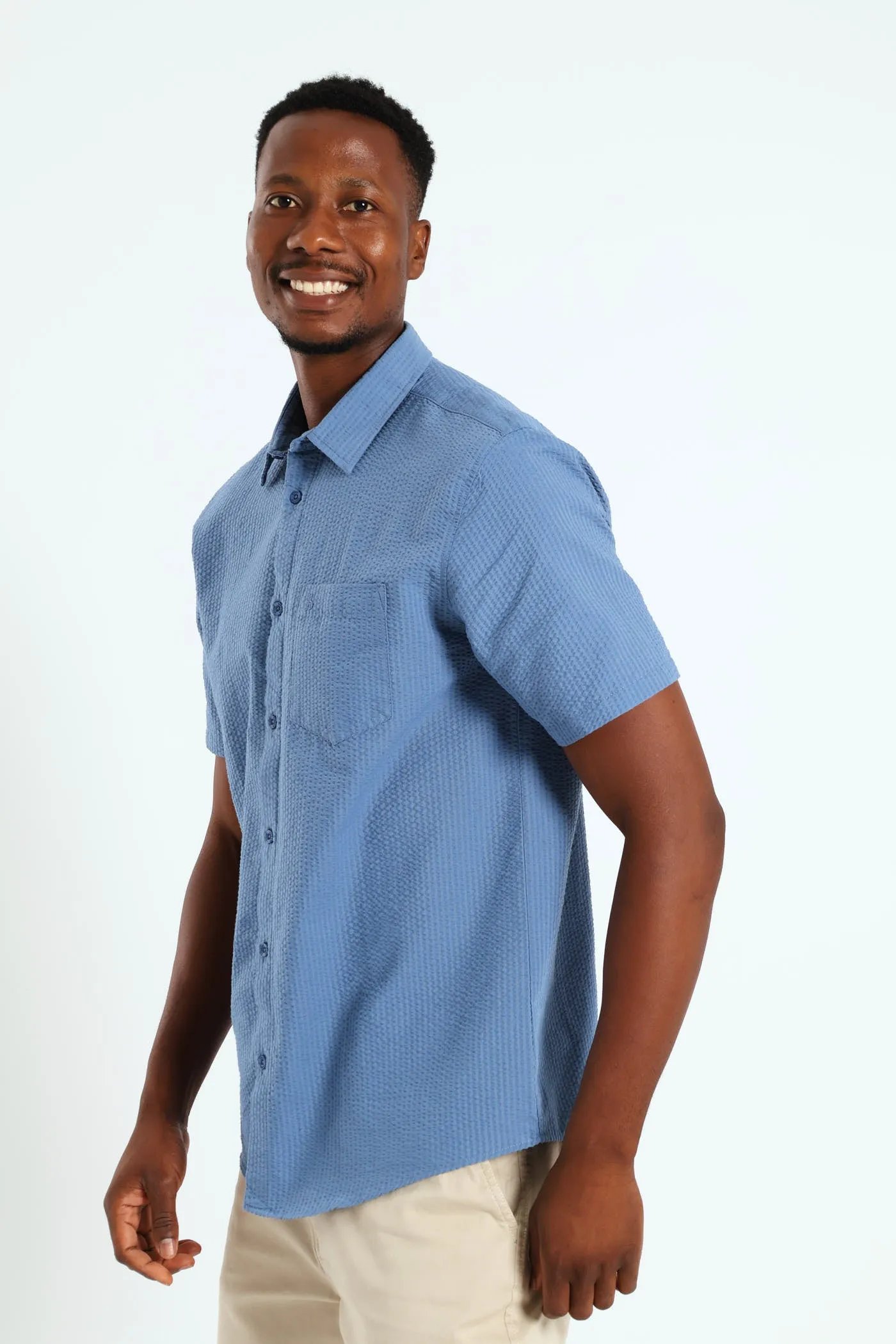 Short Sleeve Seersucker Shirt - Blue sold by Edgars product image thumbnail 2