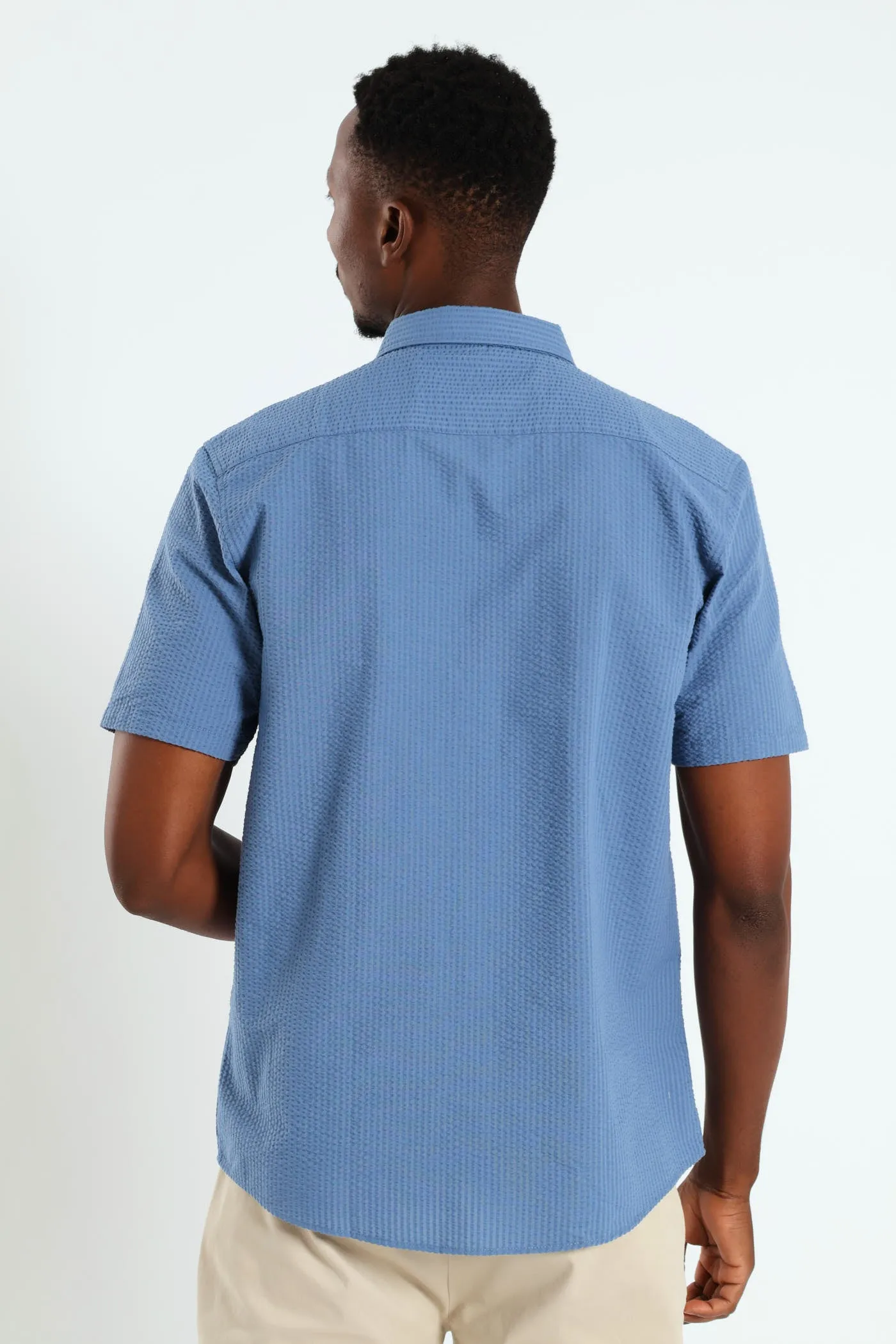 Short Sleeve Seersucker Shirt - Blue sold by Edgars product image thumbnail 3