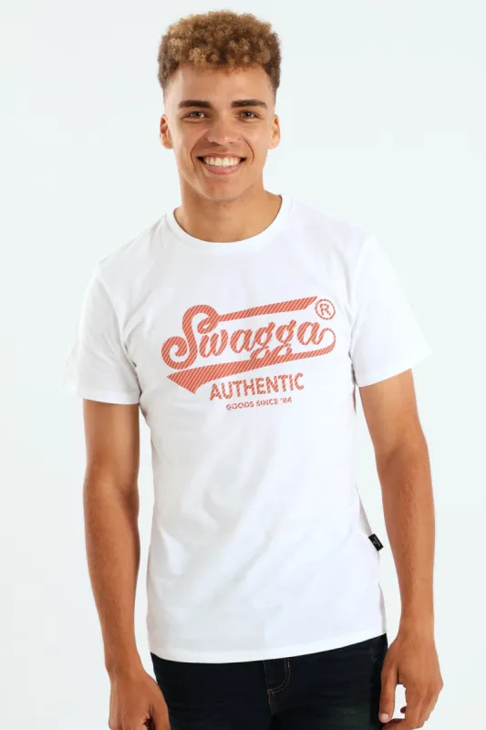Short Sleeve Basic Print T-Shirt - White sold by Edgars