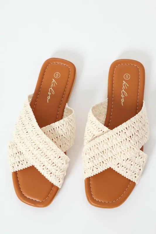 Crochet Crosstrap Mule Sandal - Off White sold by Edgars