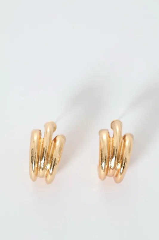 3 Strand Chunky Hoop Earrings - Gold sold by Edgars