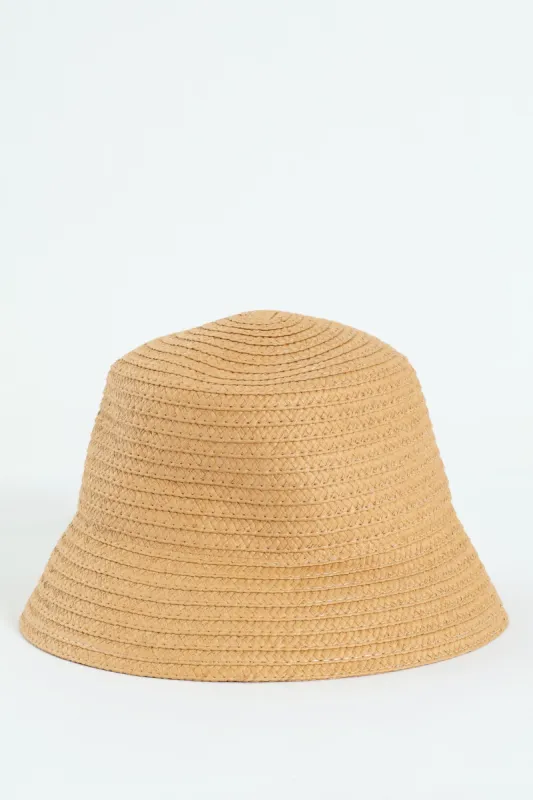 Straw Cloche Hat - Caramel sold by Edgars