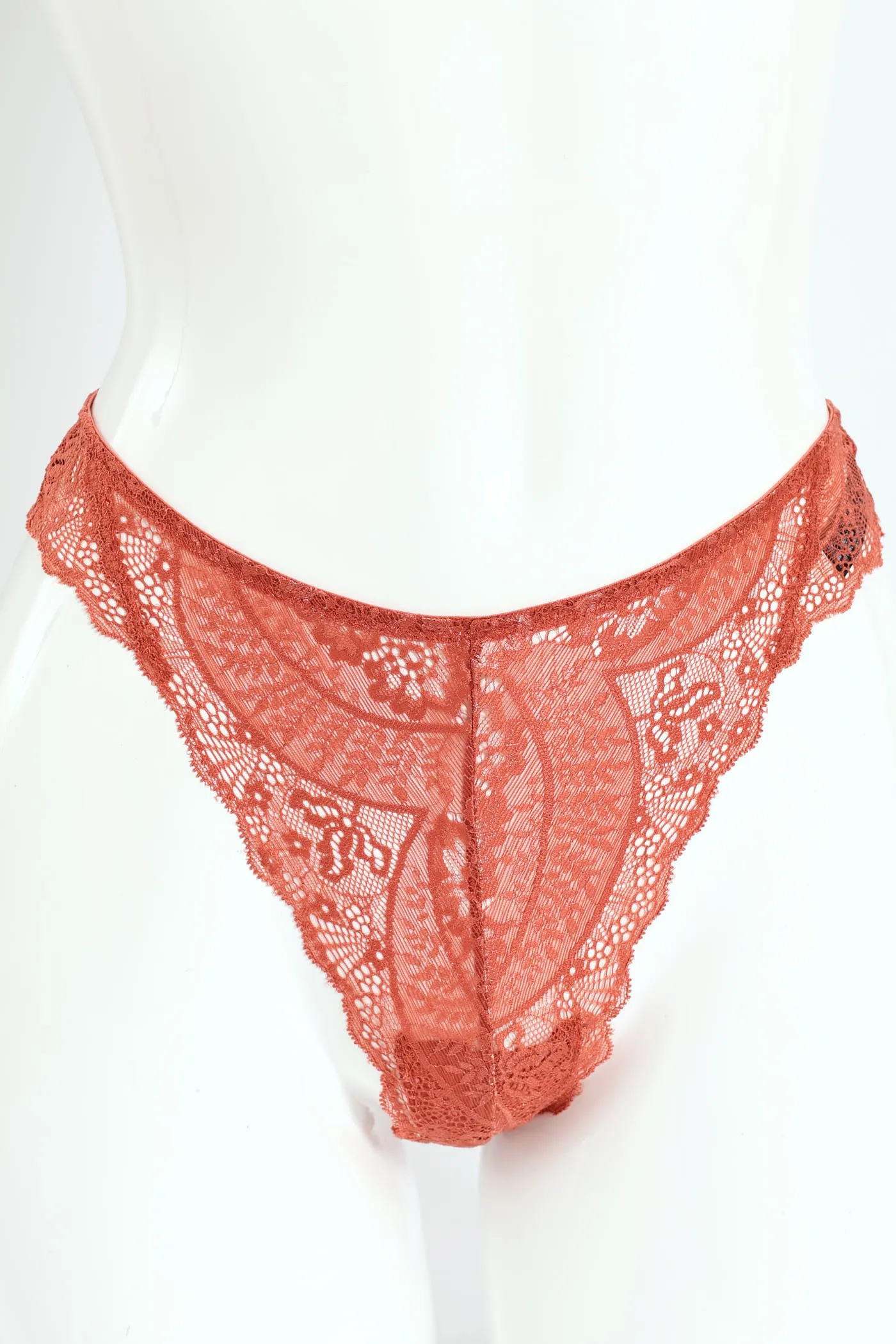 3 Pack Lace Built Up G-String Panties - Rust/Sage/Navy sold by Edgars