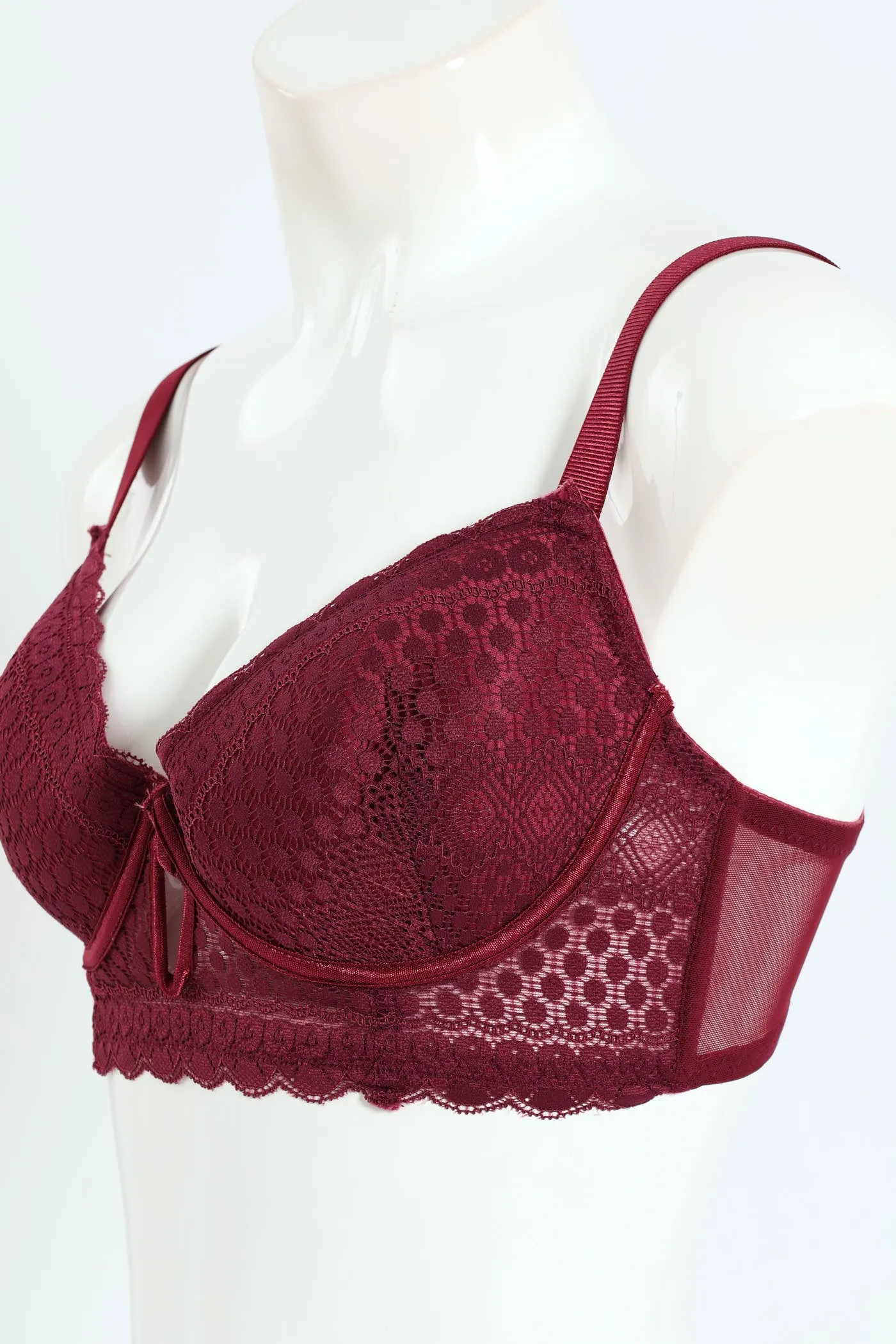 Lace Longline V Padded T-Shirt Bra - Burgundy sold by Edgars product image thumbnail 2