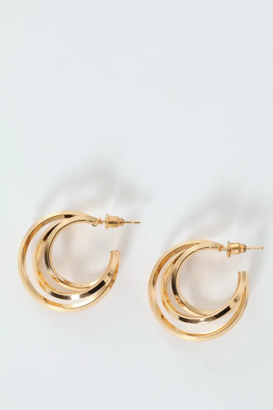 3 Strand Hoop Earrings - Gold sold by Edgars