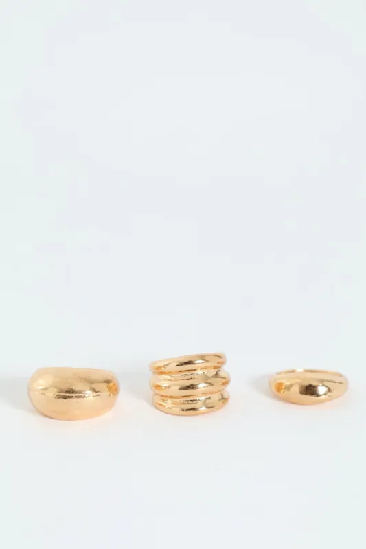 3 Pack Bubble Rings - Gold sold by Edgars 