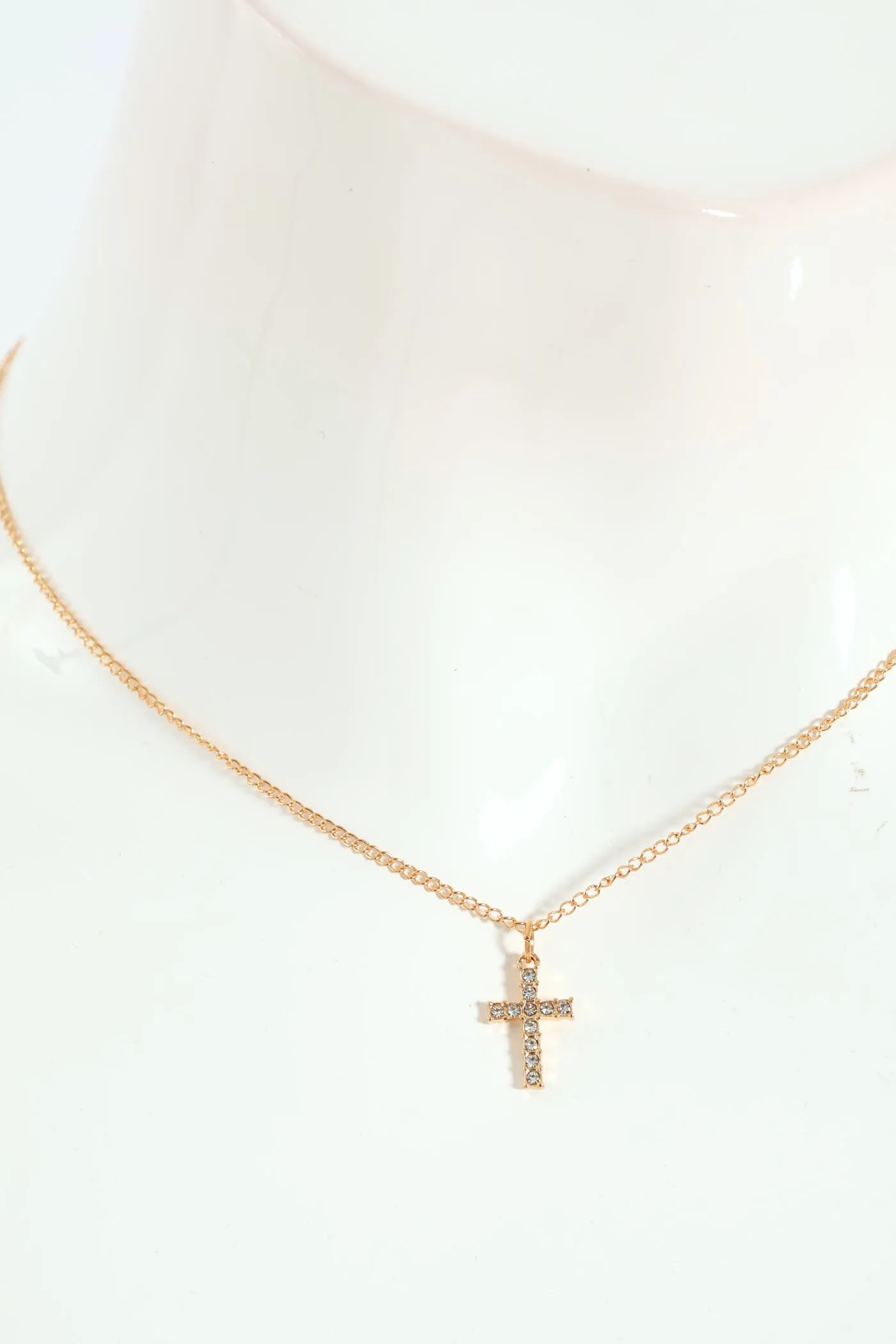 Diamante Cross Necklace - Gold sold by Edgars