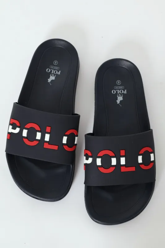 Branded Open Toe Pool Slide - Navy/Red made by Edgars
