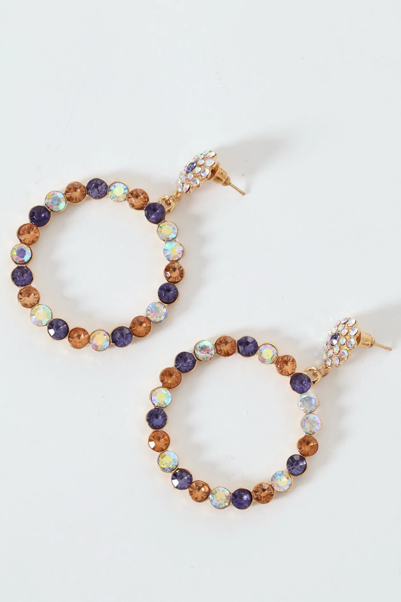 Pastel Stones Round Statement Earrings - Gold sold by Edgars