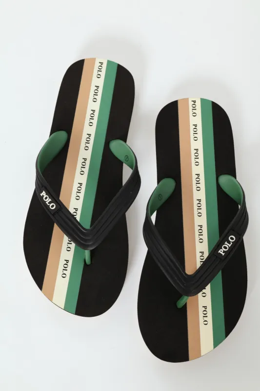 Colourblock Stripe Thong Flip Flop - Black sold by Edgars