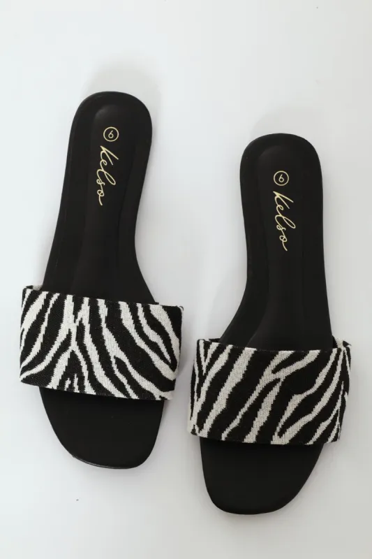 Animal Print Single Band Mule Sandal - Black sold by Edgars 