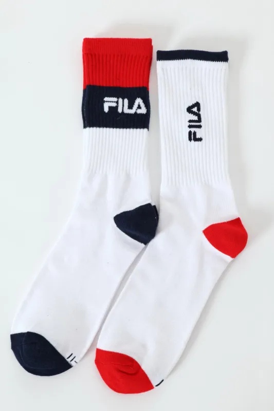 2 Pack Fawn Tube Socks - White/Blue sold by Edgars 