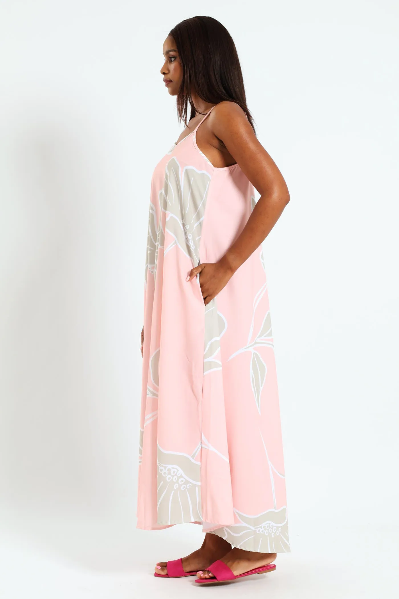 Strappy Printed Slip Midaxi Dress - White/Pink sold by Edgars product image thumbnail 3