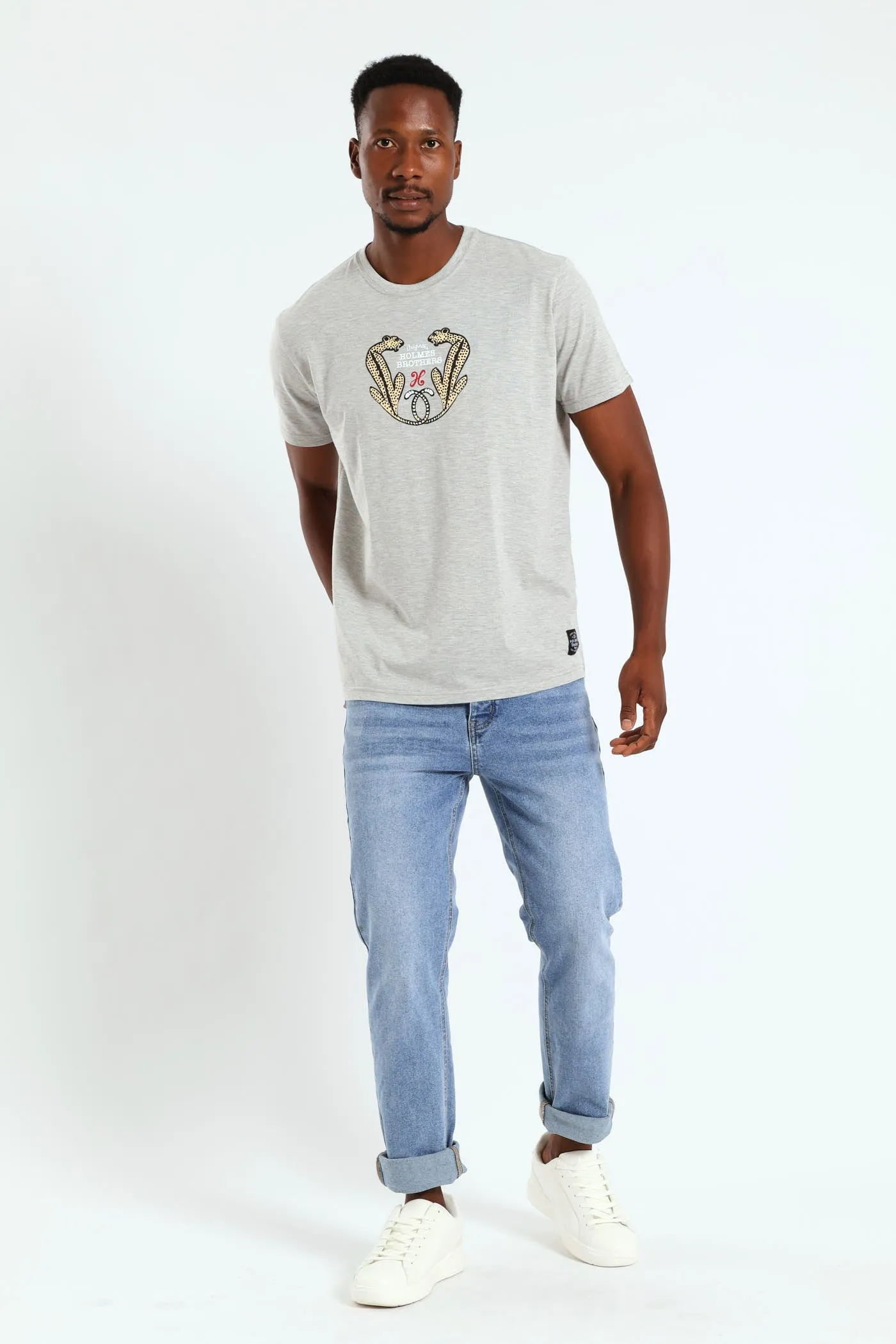 Leopard Tee - Grey Melange sold by Edgars