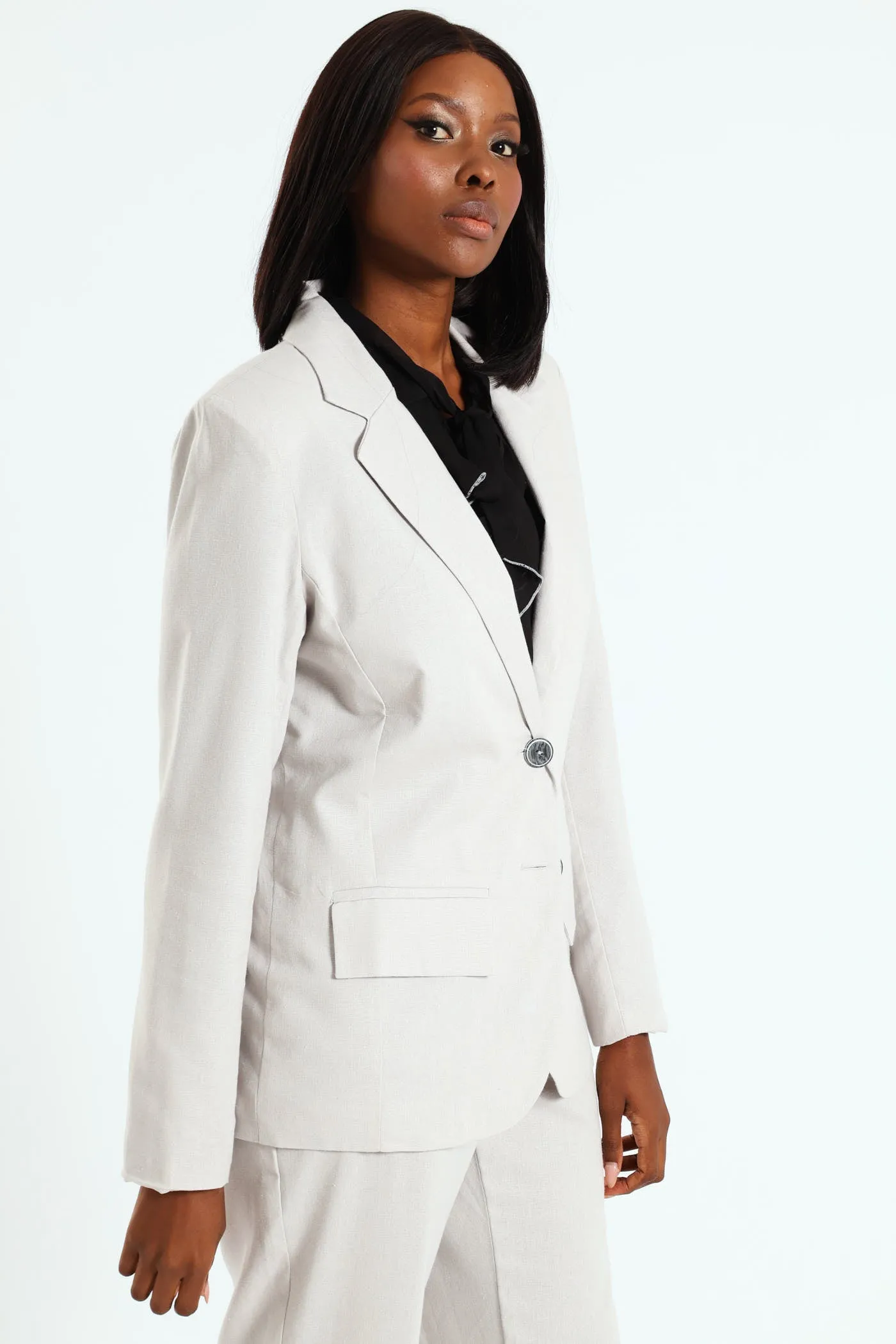Double Button Linen Blazer - Grey sold by Edgars product image thumbnail 3