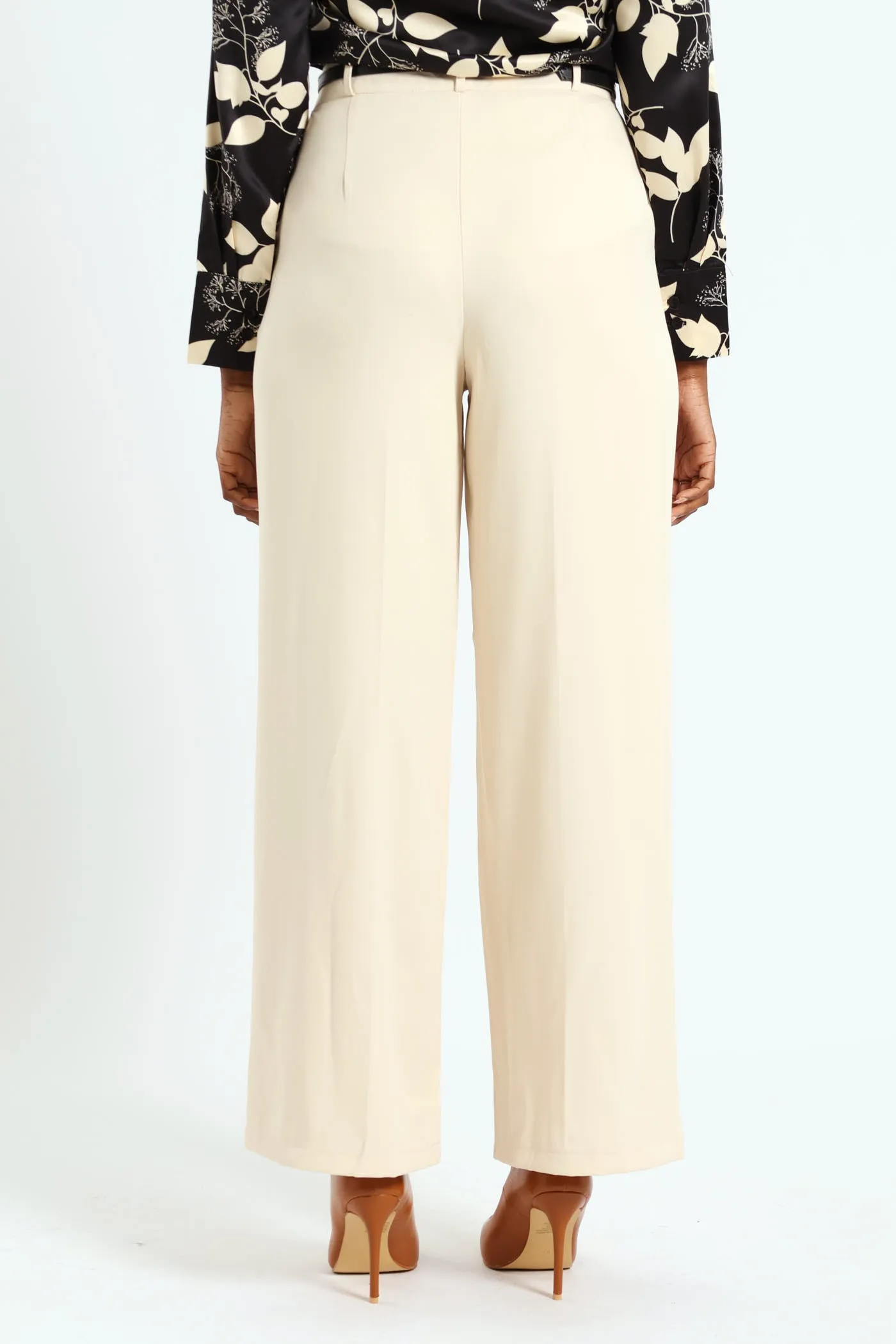 Belted Tailored Wide Leg Pant - Beige sold by Edgars product image thumbnail 3