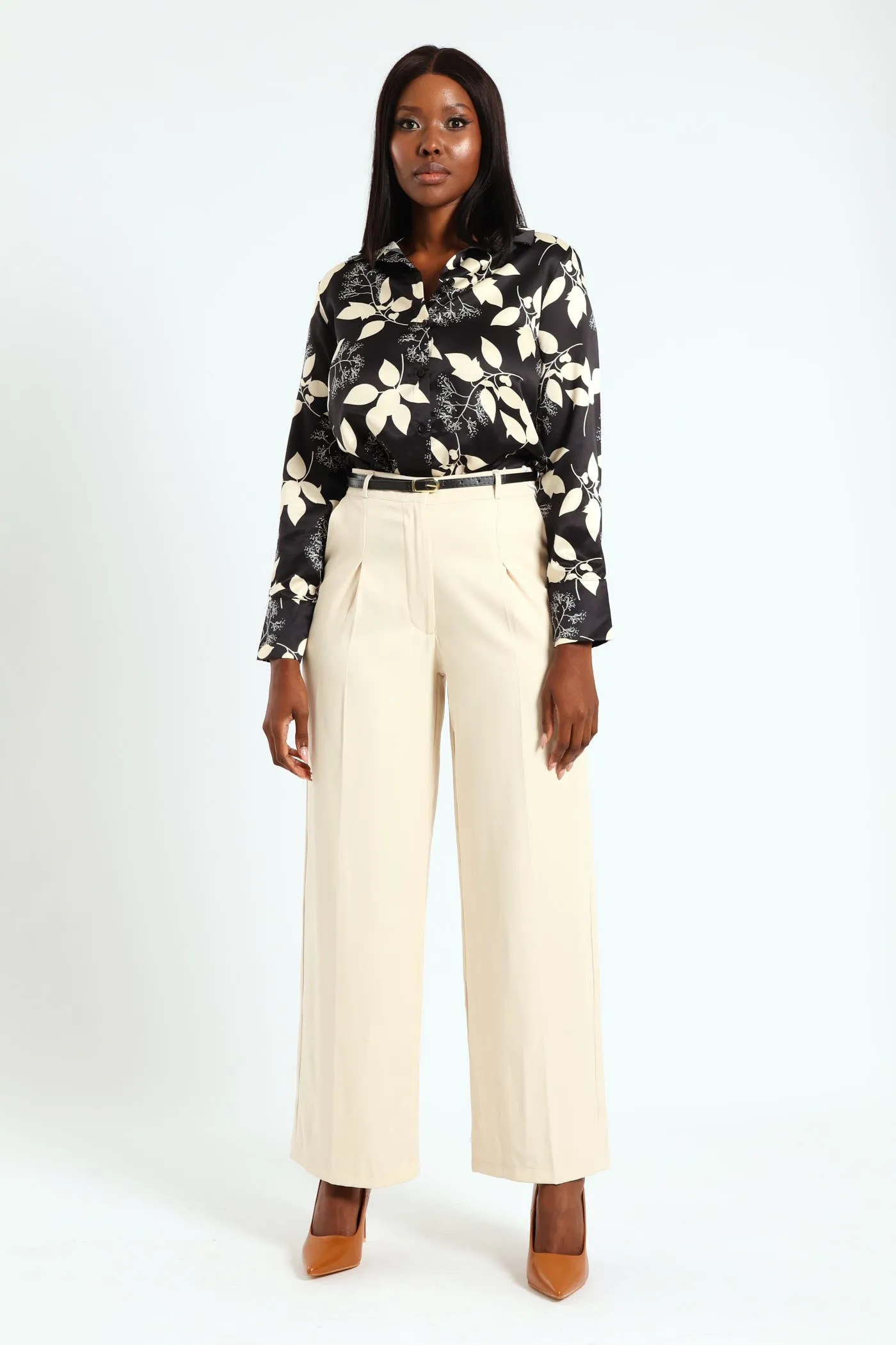 Belted Tailored Wide Leg Pant - Beige sold by Edgars product image thumbnail 4