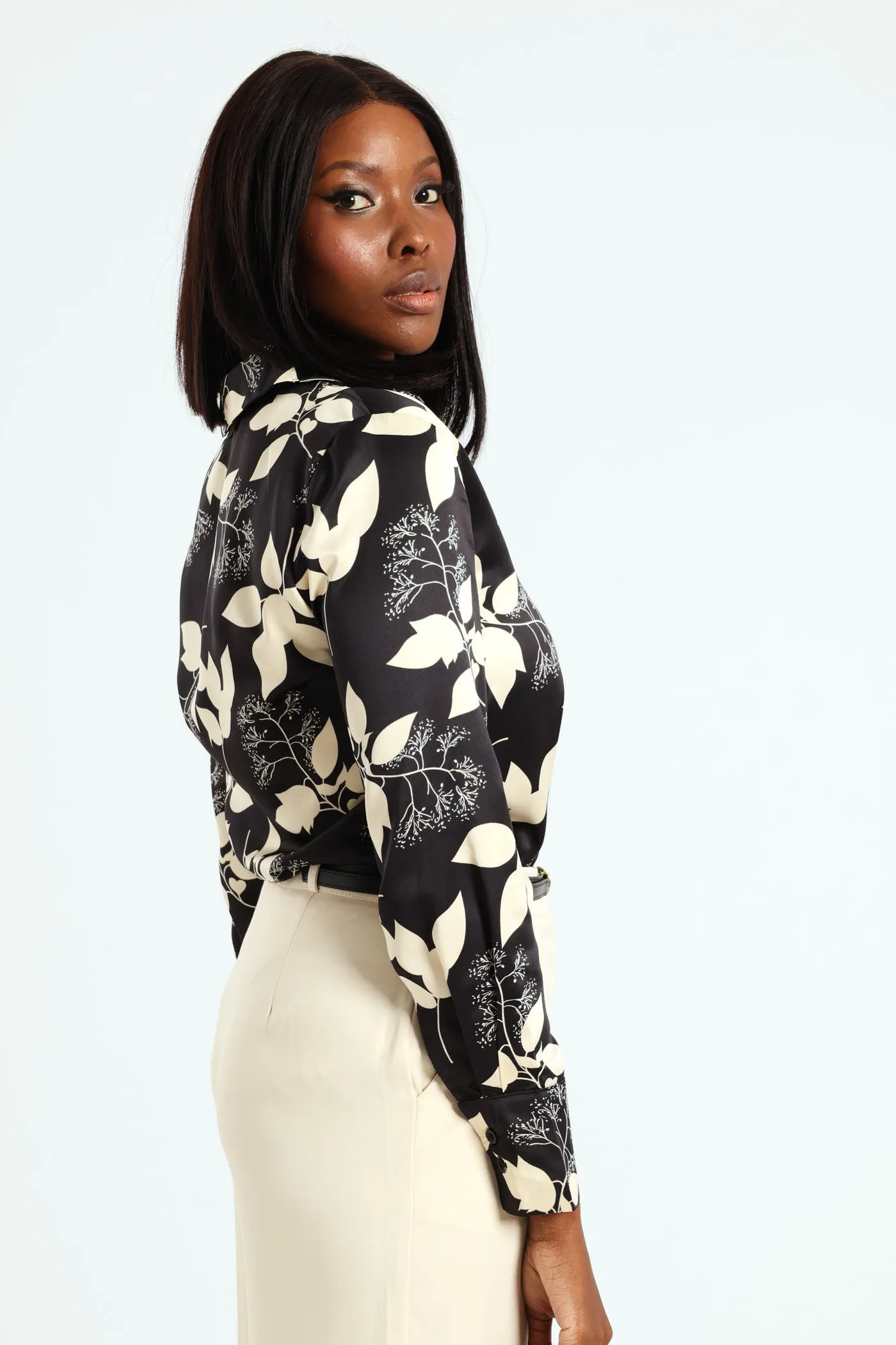 Monochrome Satin Shirt - Black/Beige sold by Edgars product image thumbnail 3