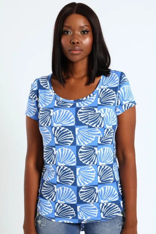 Printed Pocket Tee - Bright Blue sold by Edgars