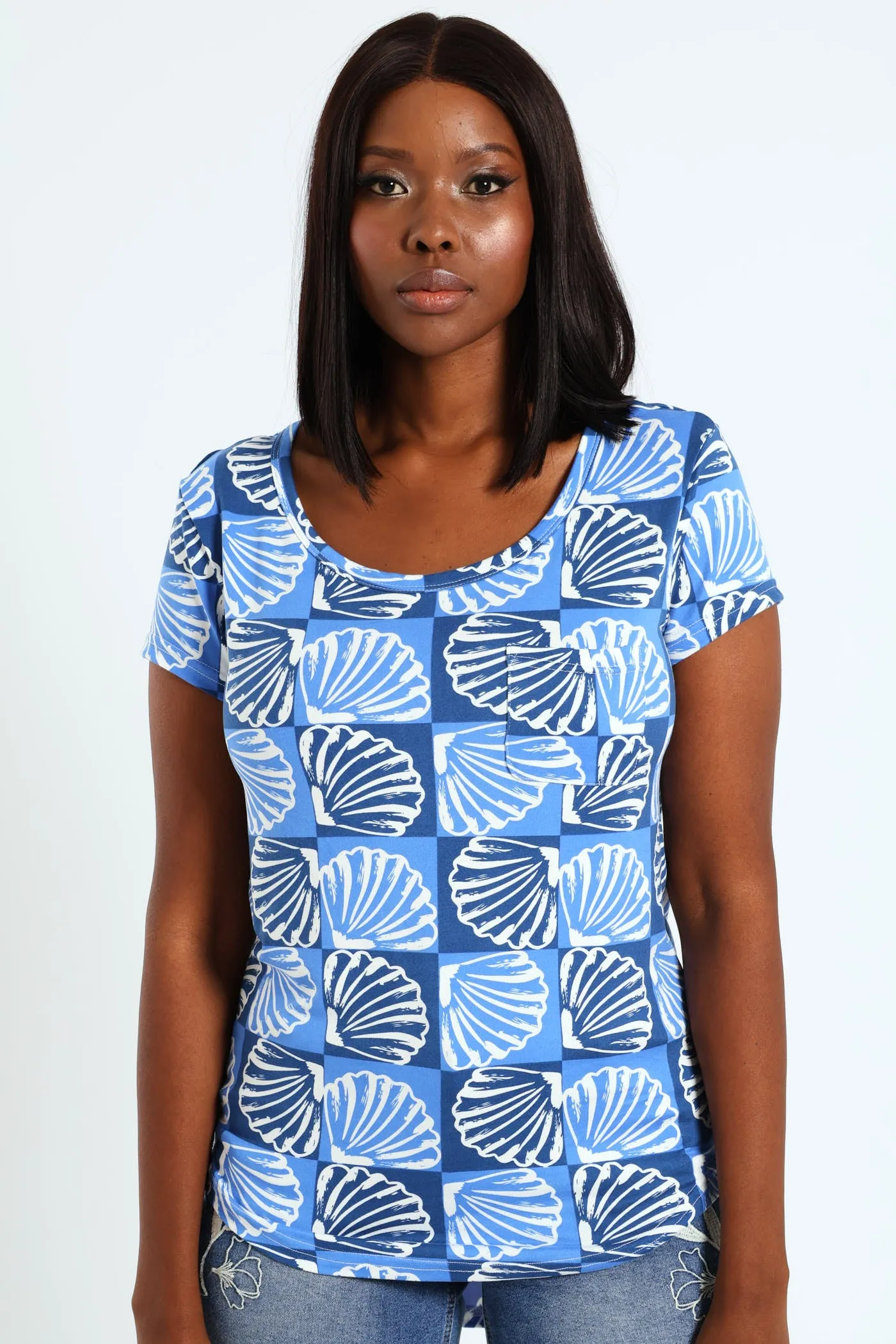 Printed Pocket Tee - Bright Blue sold by Edgars
