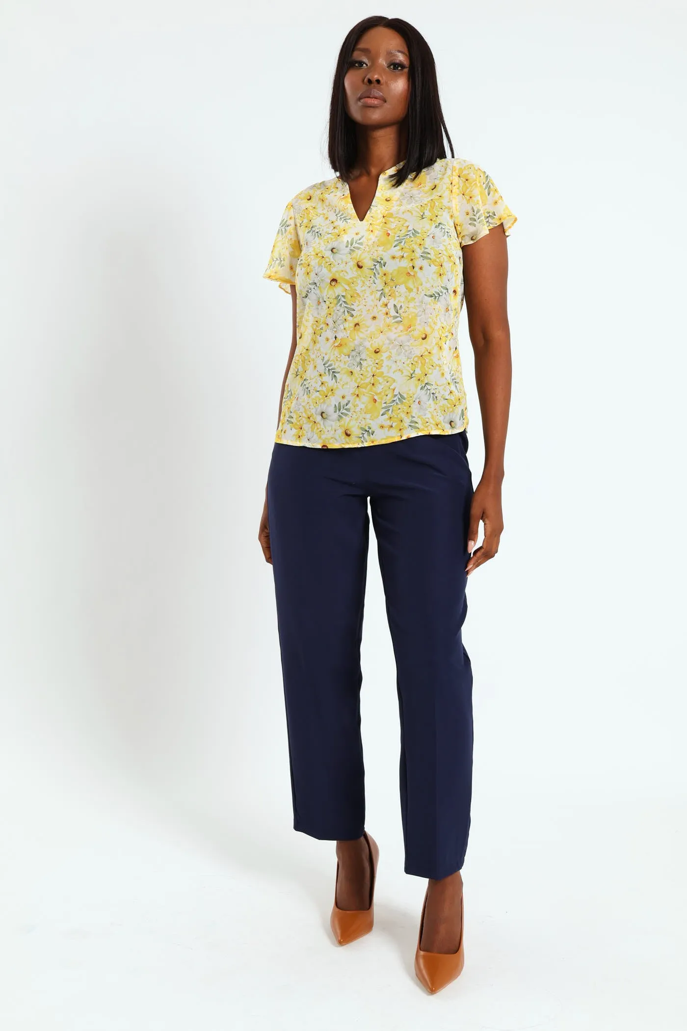 V-Neck Flutter Sleeve Blouse - Mustard sold by Edgars product image thumbnail 4