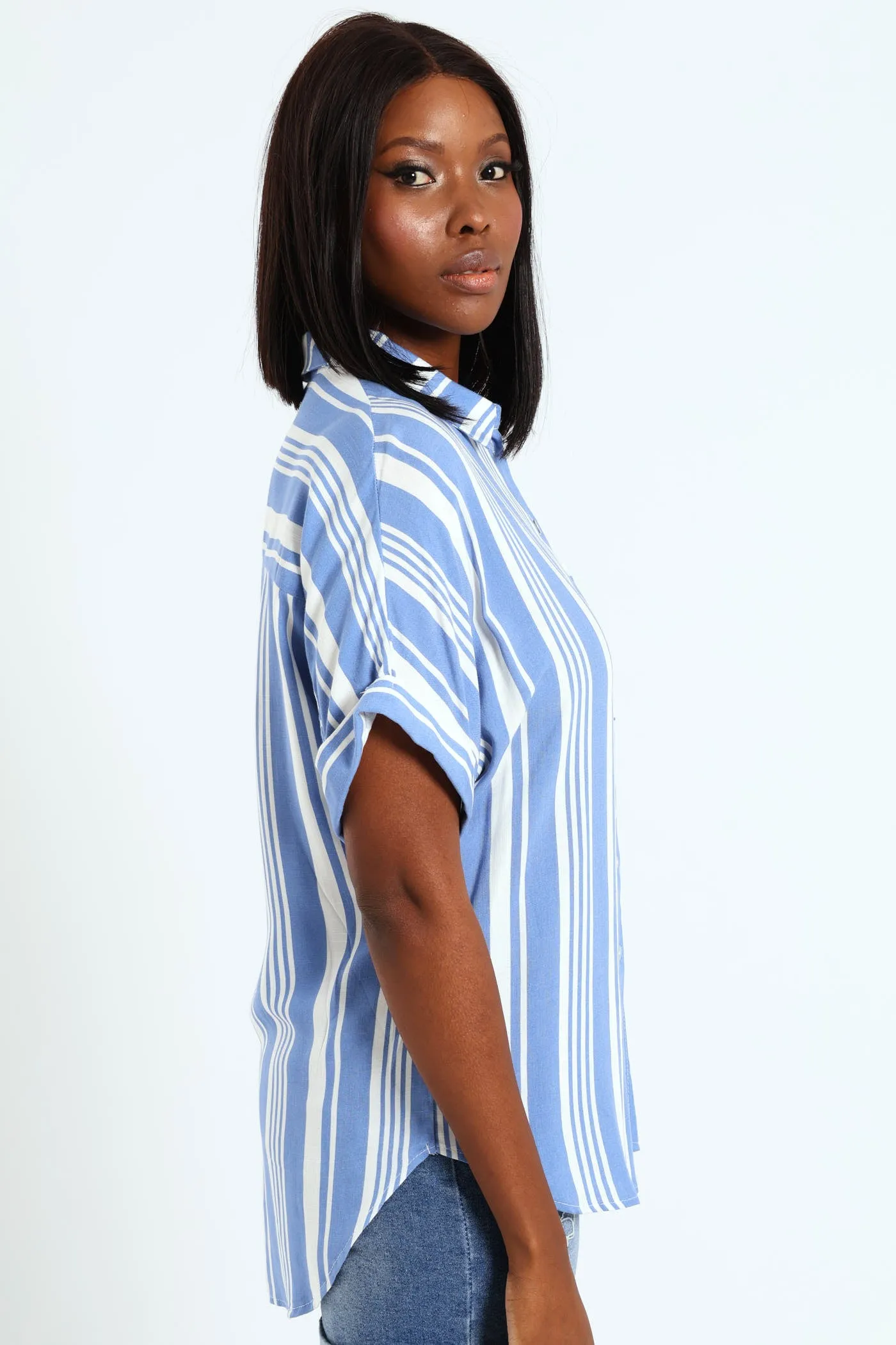 Single Pocket Turnup Stripe Easywearing Shirt - White/Blue sold by Edgars product image thumbnail 2