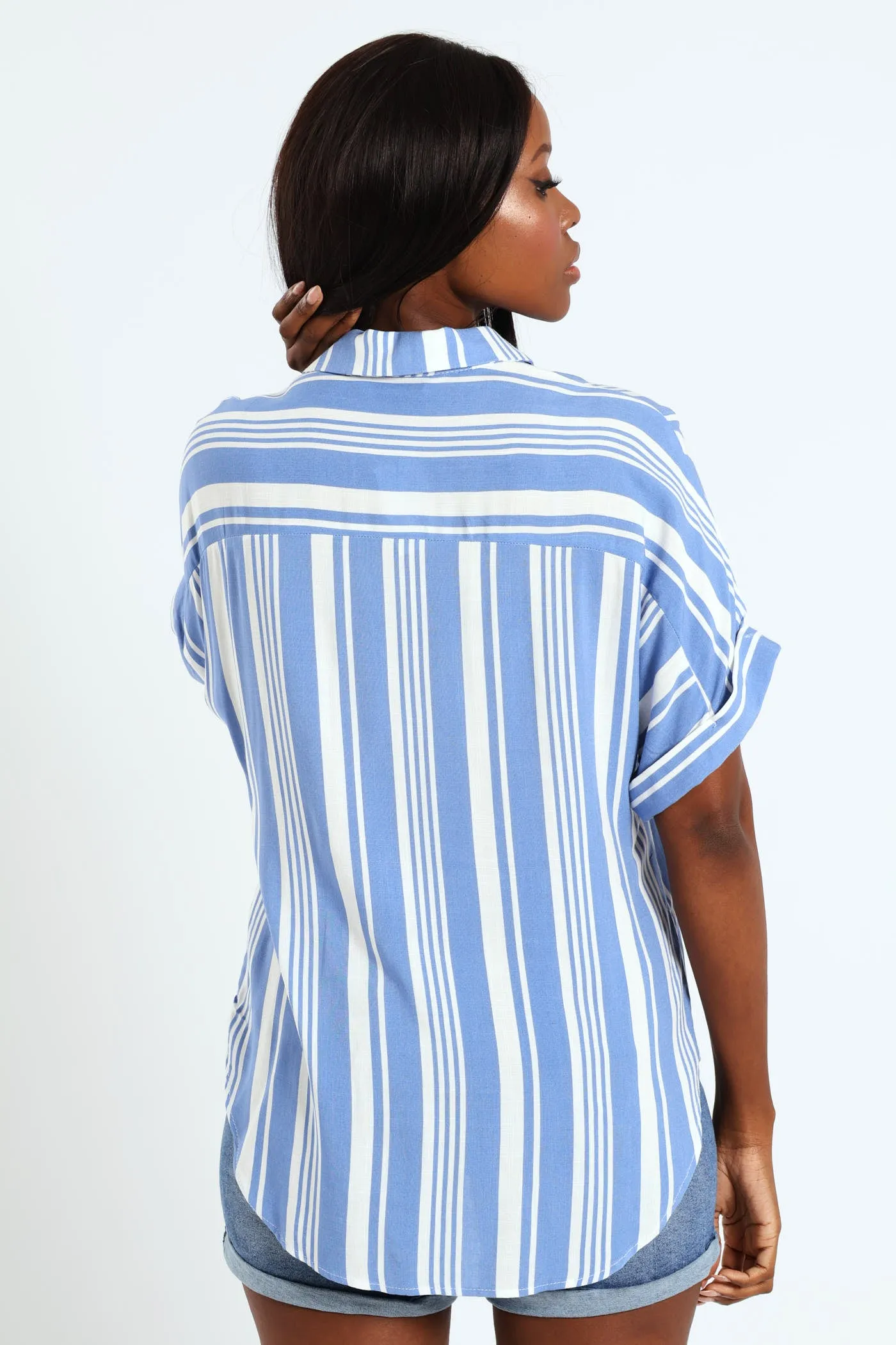 Single Pocket Turnup Stripe Easywearing Shirt - White/Blue sold by Edgars product image thumbnail 3