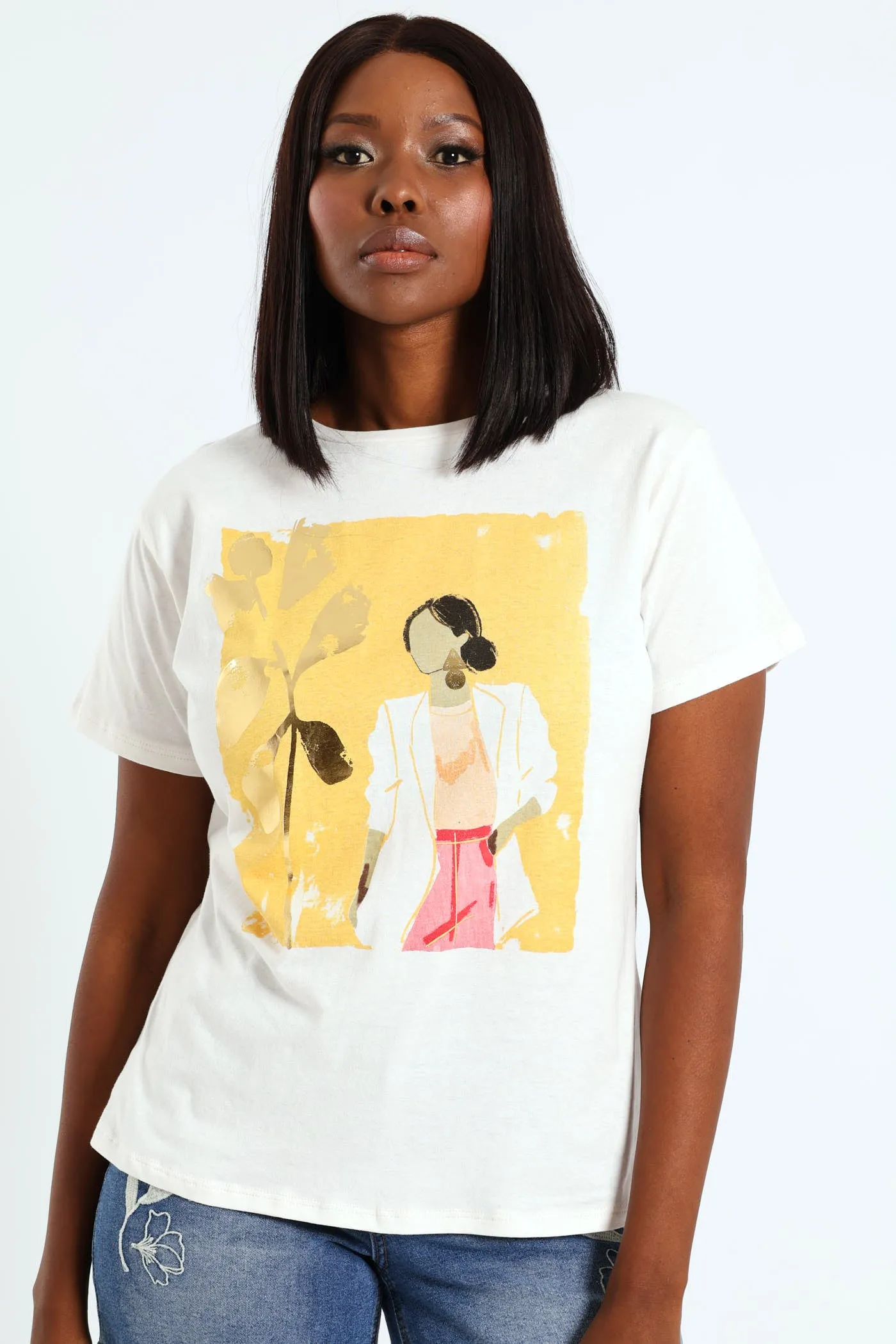 Foil Lady Tee - Cream sold by Edgars