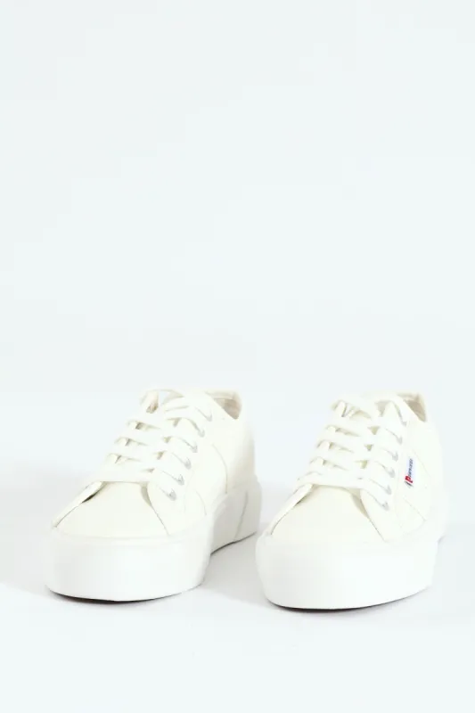 Calais 6 Basic Lace Up Platform Sneaker - White sold by Edgars