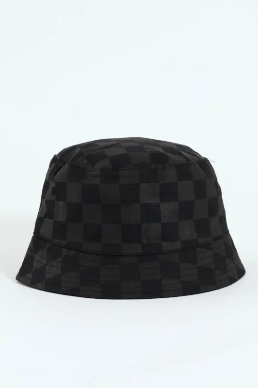 Reversible Checkerboard Bucket Hat - Black sold by Edgars