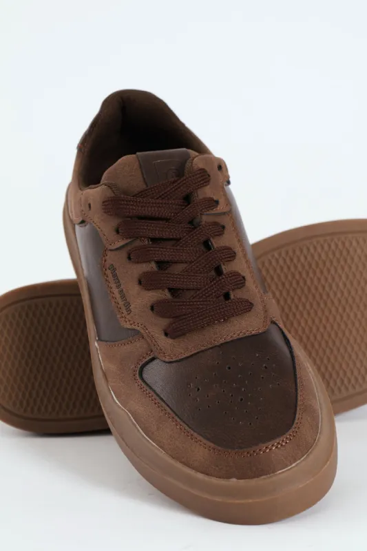Panelled Back Quarter Lace Up Sneaker - Brown sold by Edgars