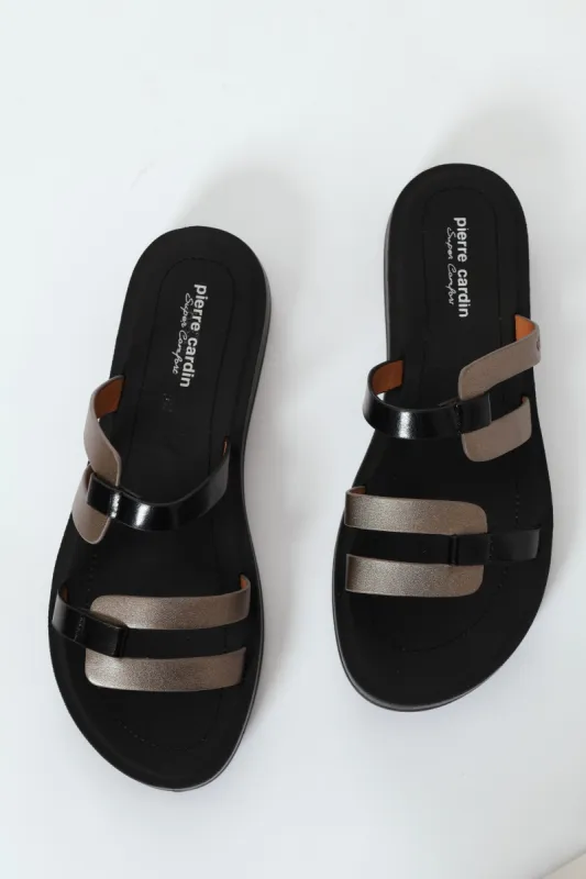 Caley Black/Pewter Chain Link Push-in Sandal - Black sold by Edgars 