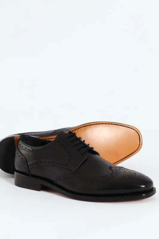 Wesley Brogue Apron Lace Up Derby Shoe - Black sold by Edgars