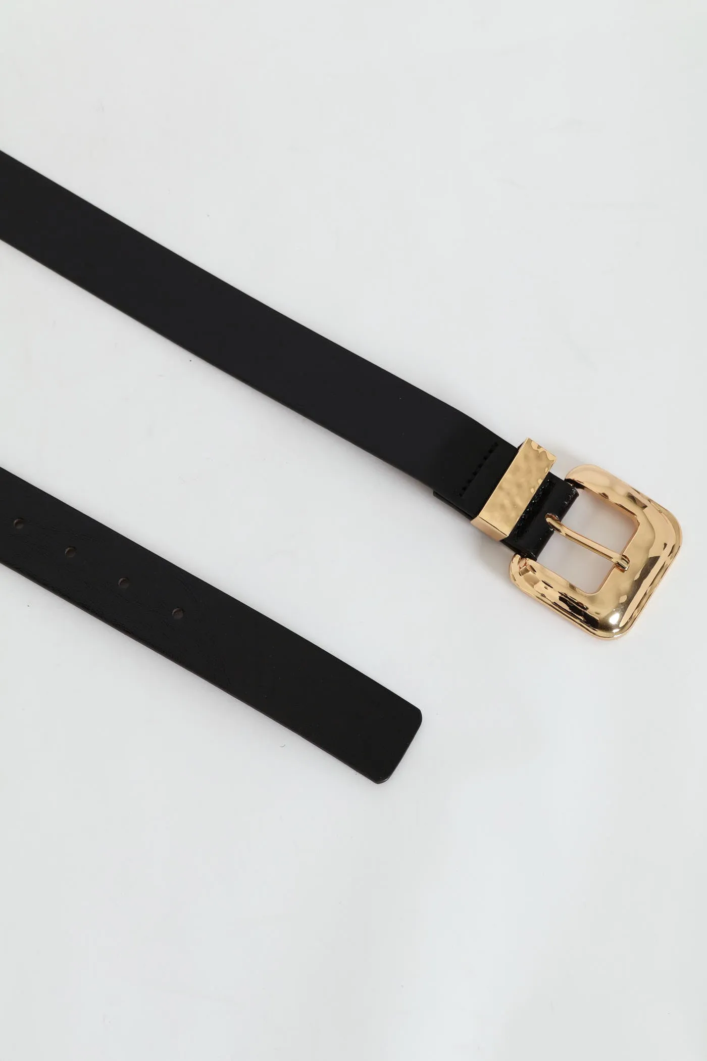 Gold Buckle Pu Belt - Black sold by Edgars