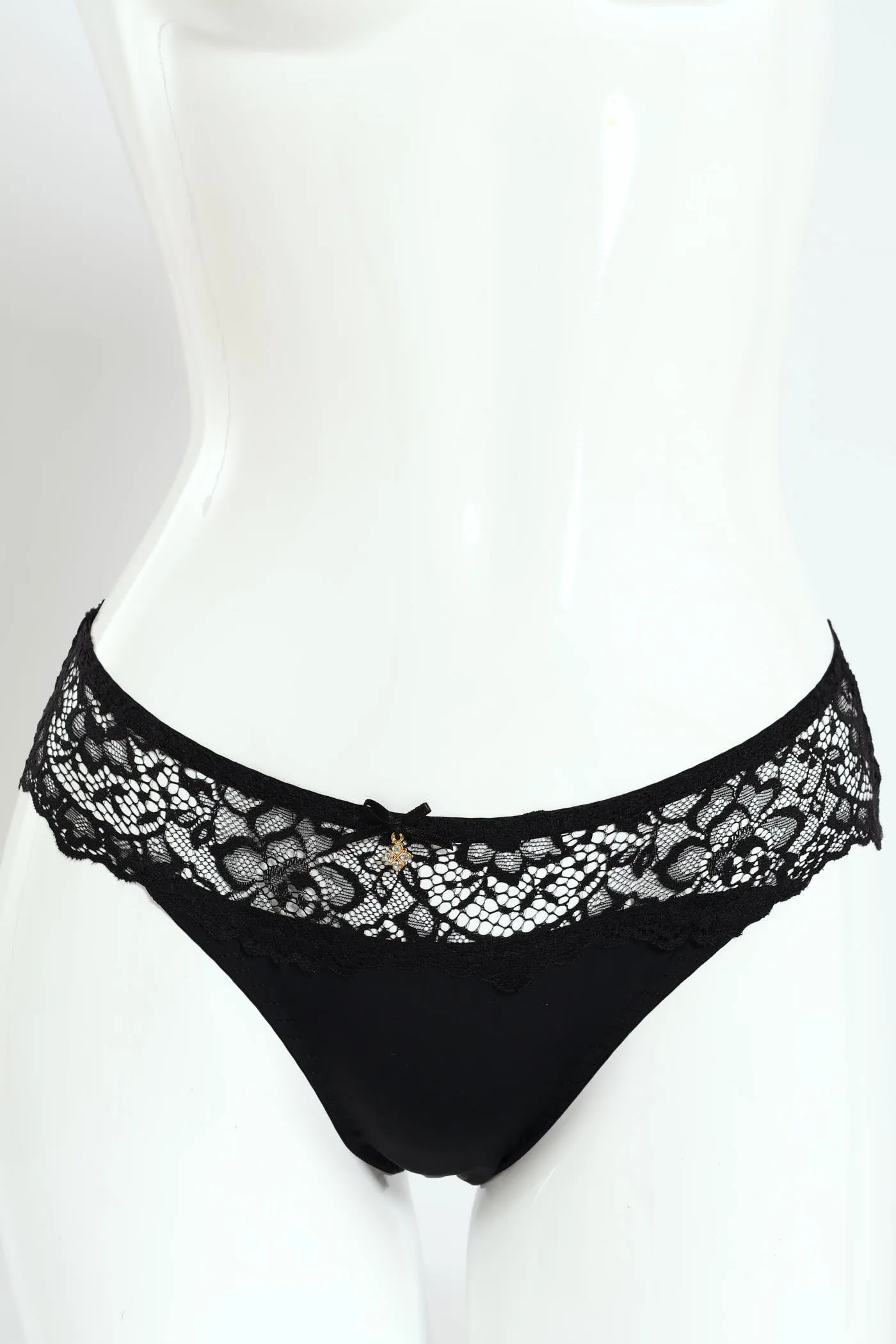 Microfiber & Lace Midi Panty - Black sold by Edgars