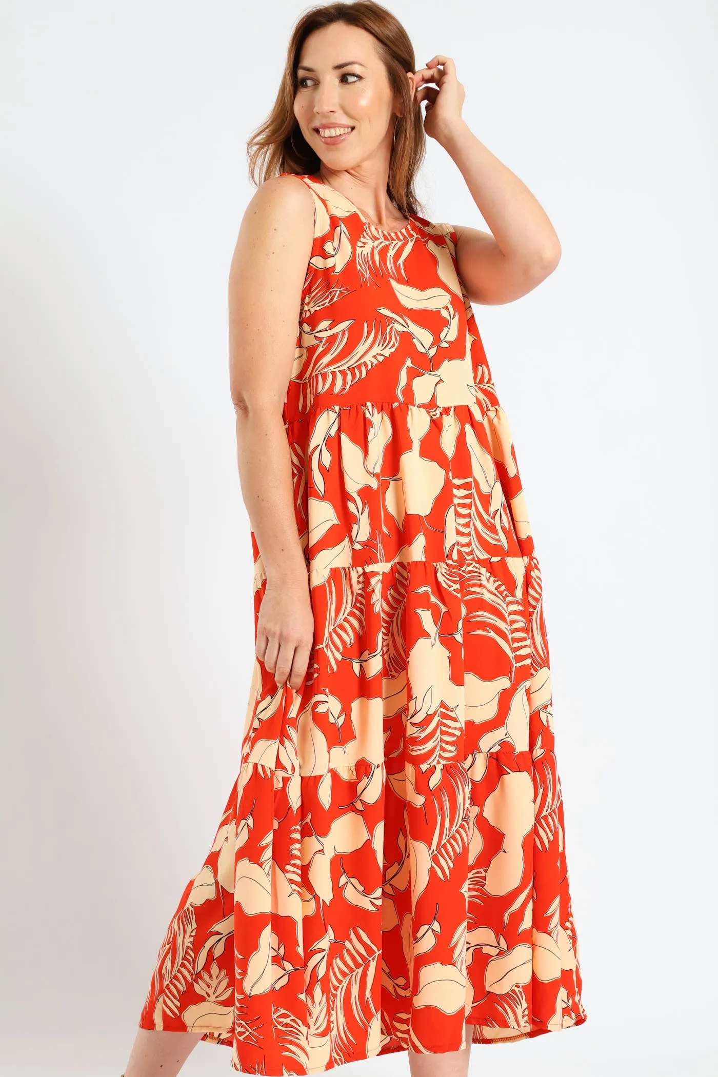 Multi Tiered Poplin Midi Dress - Orange sold by Edgars product image thumbnail 4