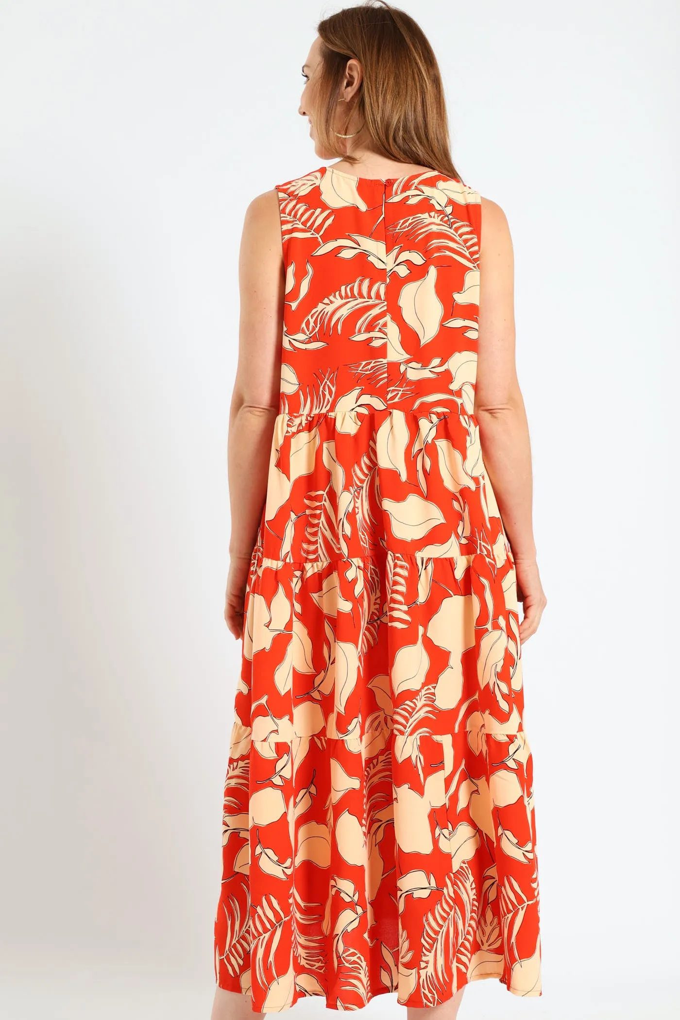 Multi Tiered Poplin Midi Dress - Orange sold by Edgars product image thumbnail 3