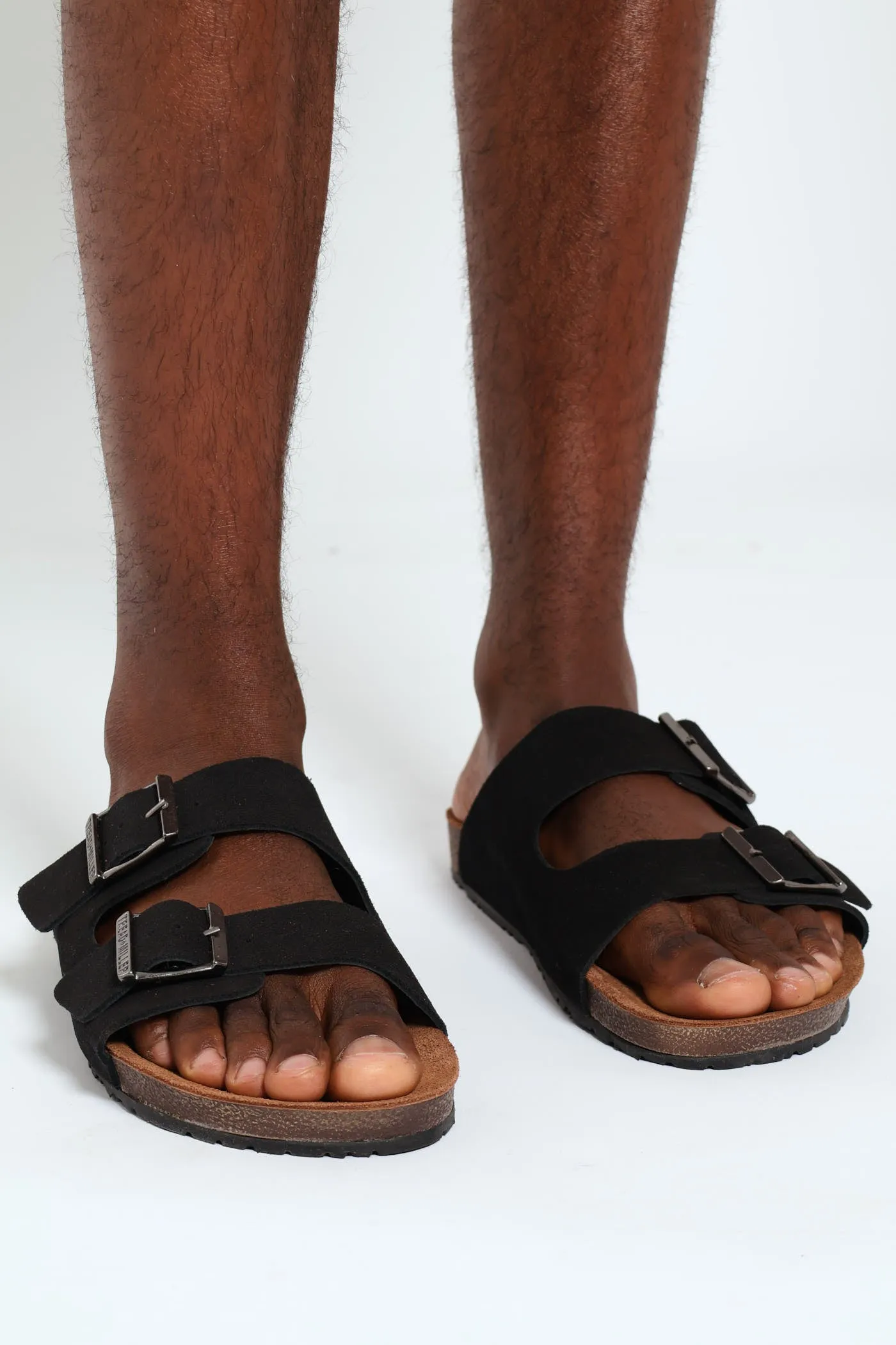 Double Buckle Comfort Sandal - Black sold by Edgars