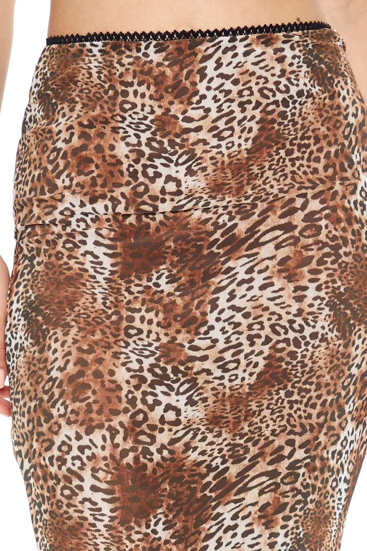 Mesh Leopard Print Midi Skirt - Brown sold by Edgars product image thumbnail 5