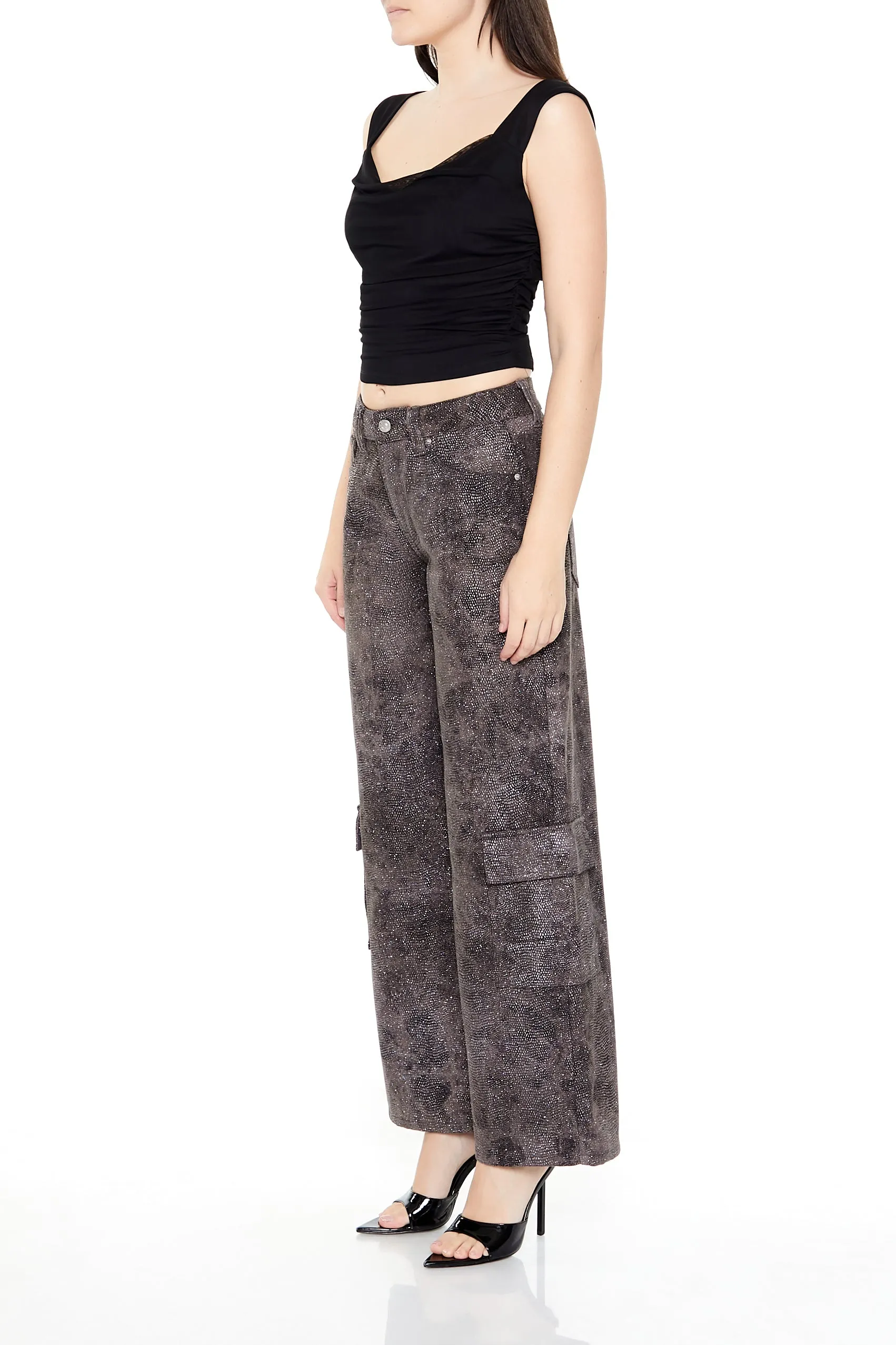 Rhinestone Mid-Rise Cargo Pants - Brown sold by Edgars product image thumbnail 4