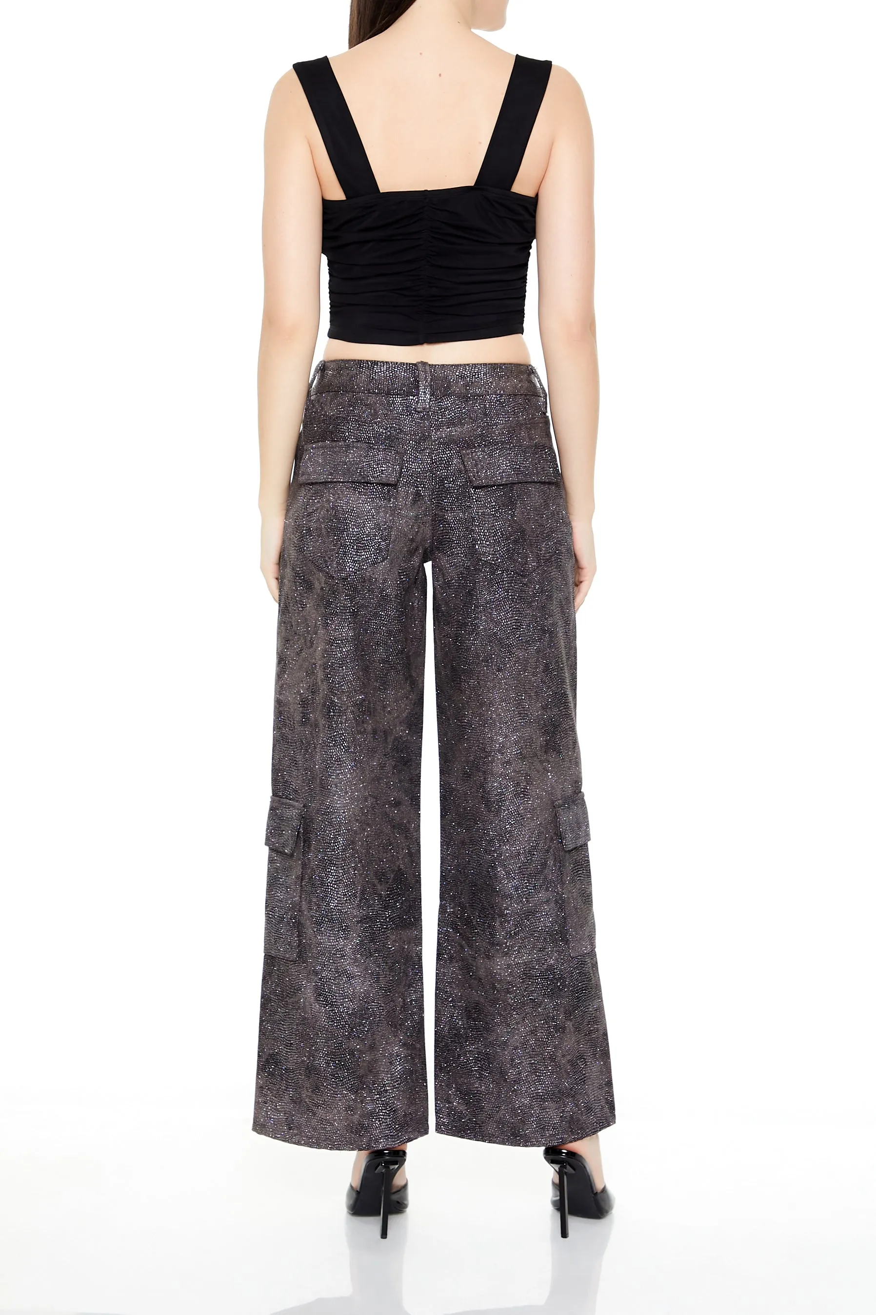 Rhinestone Mid-Rise Cargo Pants - Brown sold by Edgars product image thumbnail 5