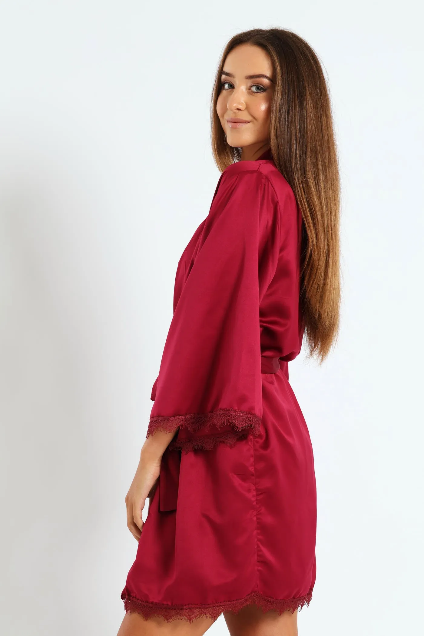 Satin Lace Trim Gown - Deep Red sold by Edgars product image thumbnail 3