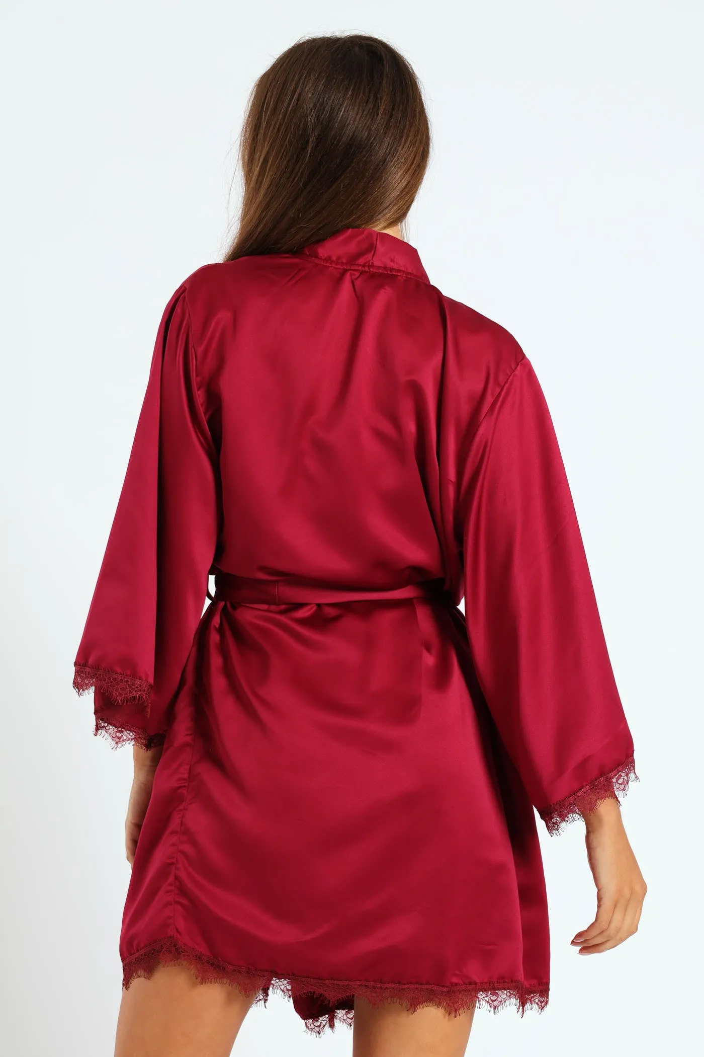 Satin Lace Trim Gown - Deep Red sold by Edgars product image thumbnail 2