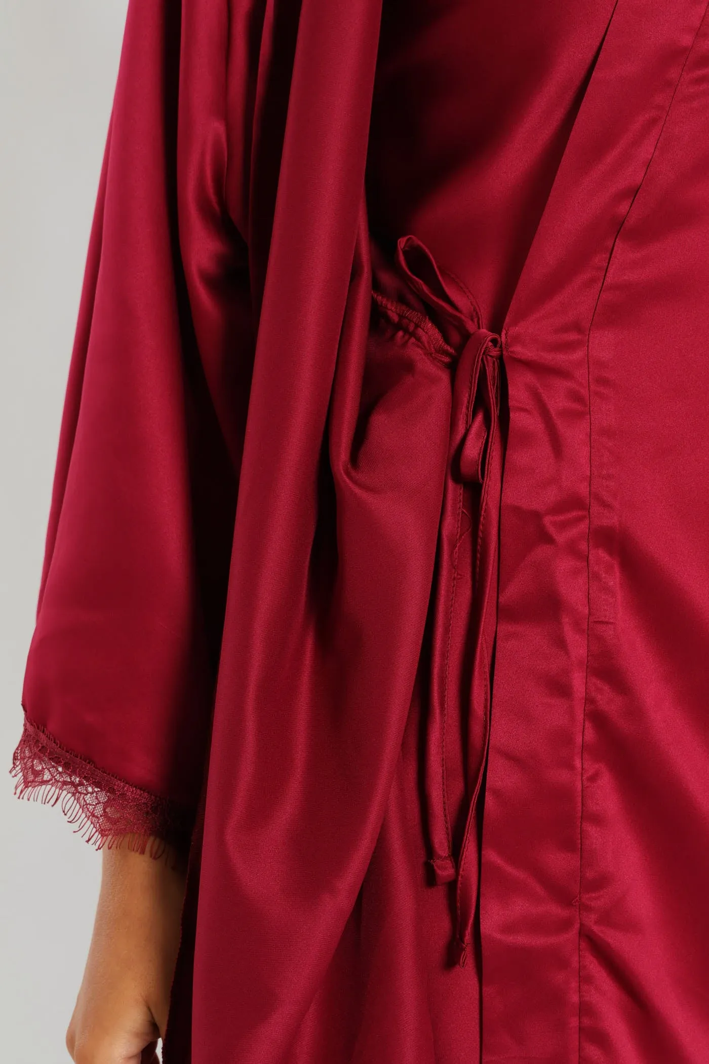 Satin Lace Trim Gown - Deep Red sold by Edgars product image thumbnail 4