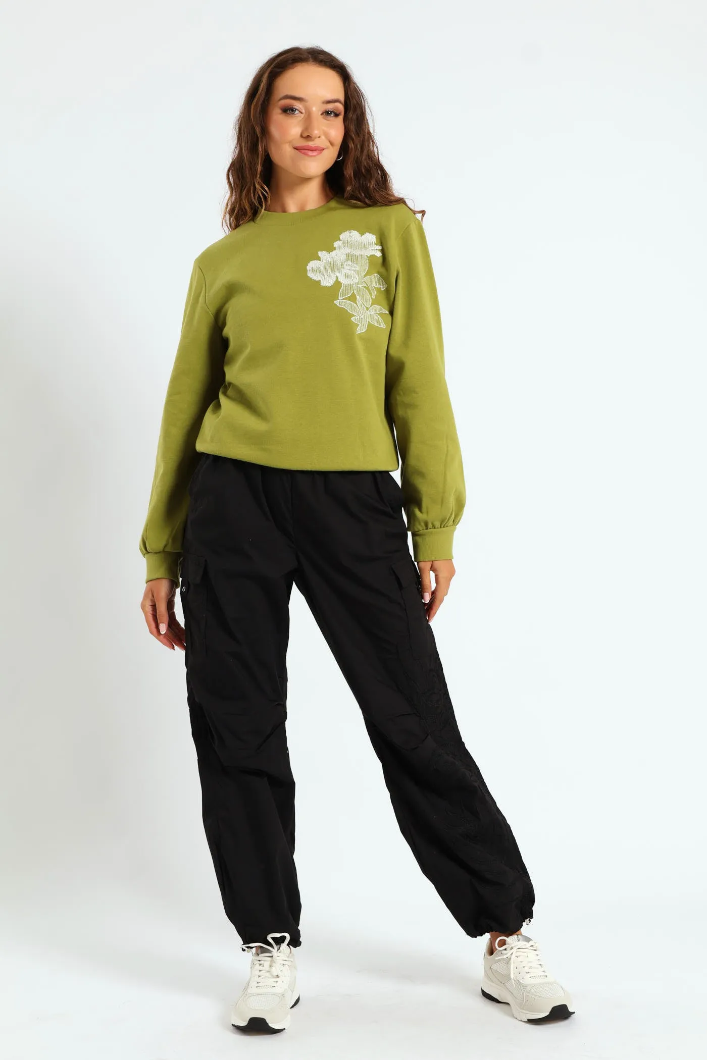 Embroidered Poplin Cargo Jogger - Black sold by Edgars